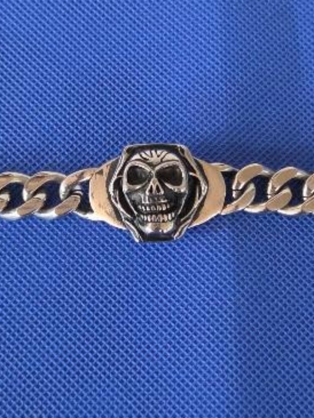 Silver Tone Skull Bracelet Gothic Biker Jewelry Punk Rock Skull Cuff Motorcycle